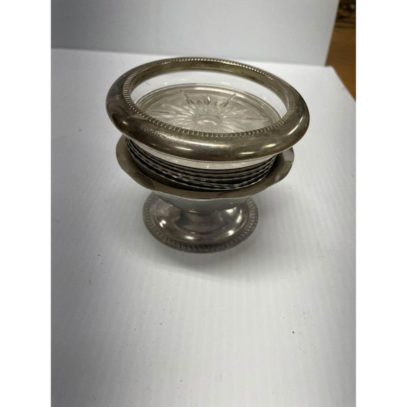 Set 6 VTG Stanhome Stanley Home Tin Metal Coasters Cupholders with Silver Stand - Picture 3 of 4